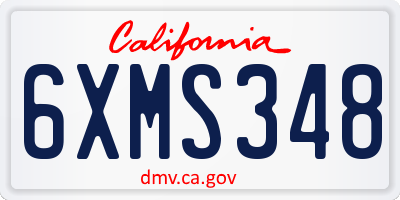 CA license plate 6XMS348