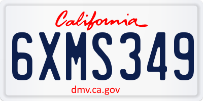 CA license plate 6XMS349