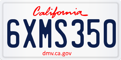 CA license plate 6XMS350