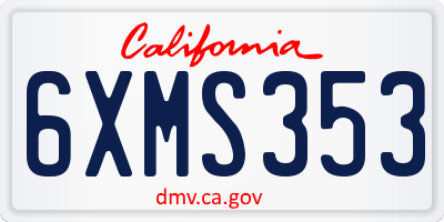 CA license plate 6XMS353
