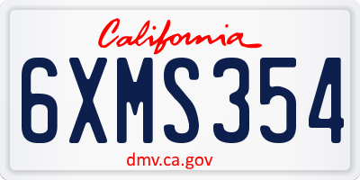 CA license plate 6XMS354