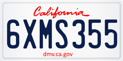 CA license plate 6XMS355