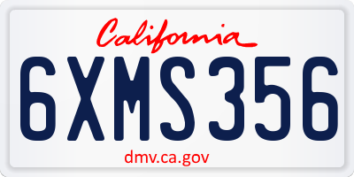 CA license plate 6XMS356