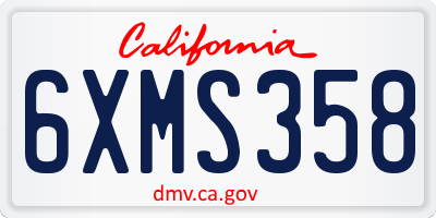 CA license plate 6XMS358
