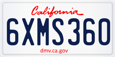 CA license plate 6XMS360