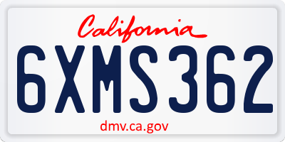 CA license plate 6XMS362