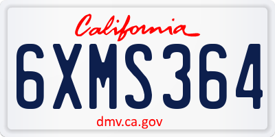 CA license plate 6XMS364