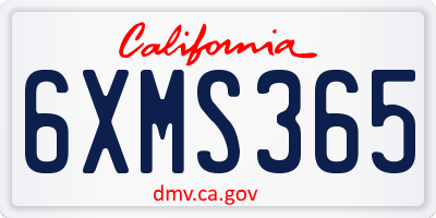 CA license plate 6XMS365