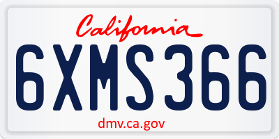 CA license plate 6XMS366