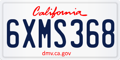 CA license plate 6XMS368