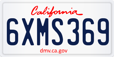 CA license plate 6XMS369