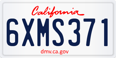 CA license plate 6XMS371