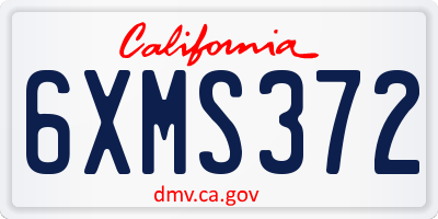 CA license plate 6XMS372