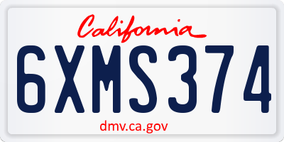 CA license plate 6XMS374