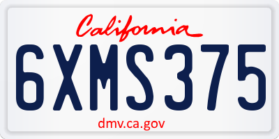 CA license plate 6XMS375