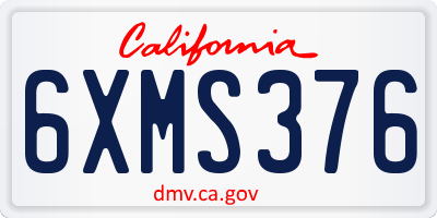 CA license plate 6XMS376