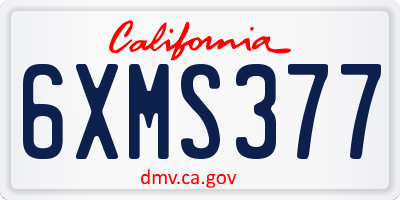 CA license plate 6XMS377