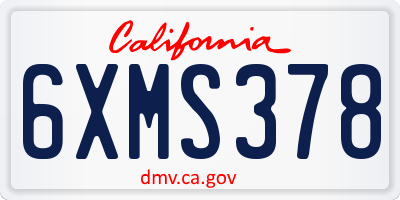 CA license plate 6XMS378