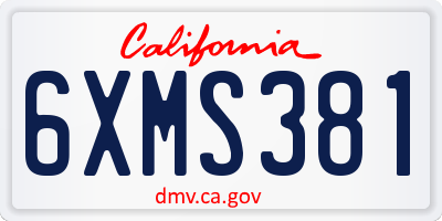 CA license plate 6XMS381