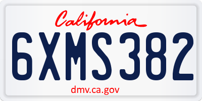 CA license plate 6XMS382