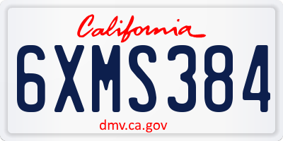 CA license plate 6XMS384