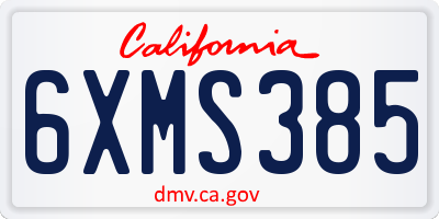 CA license plate 6XMS385