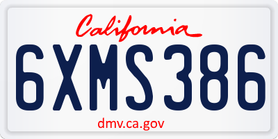 CA license plate 6XMS386