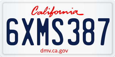 CA license plate 6XMS387