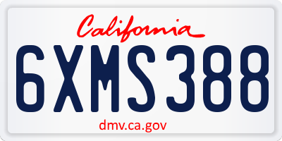 CA license plate 6XMS388