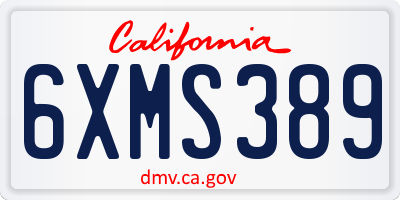 CA license plate 6XMS389