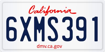 CA license plate 6XMS391