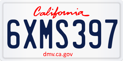CA license plate 6XMS397