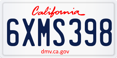 CA license plate 6XMS398