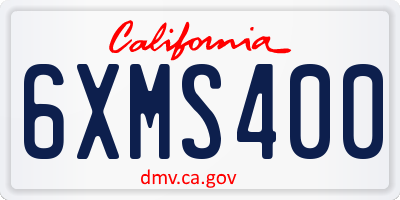CA license plate 6XMS400
