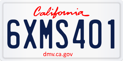 CA license plate 6XMS401
