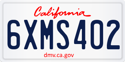 CA license plate 6XMS402