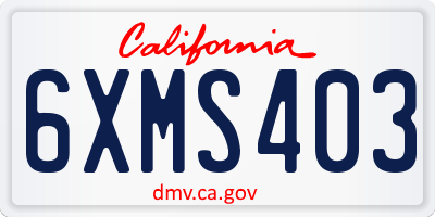 CA license plate 6XMS403