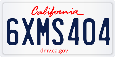 CA license plate 6XMS404
