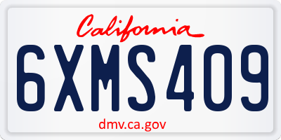 CA license plate 6XMS409