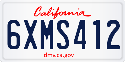 CA license plate 6XMS412