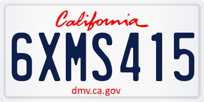 CA license plate 6XMS415