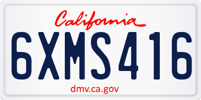 CA license plate 6XMS416