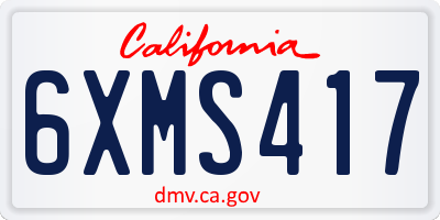 CA license plate 6XMS417