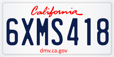 CA license plate 6XMS418