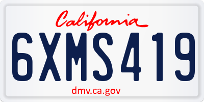 CA license plate 6XMS419