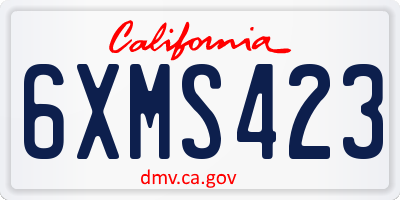 CA license plate 6XMS423