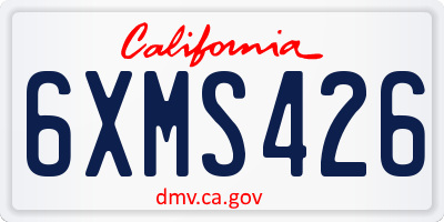 CA license plate 6XMS426
