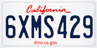 CA license plate 6XMS429