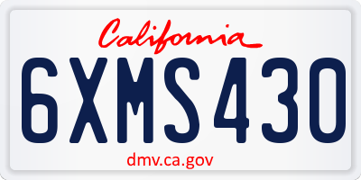 CA license plate 6XMS430