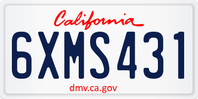 CA license plate 6XMS431
